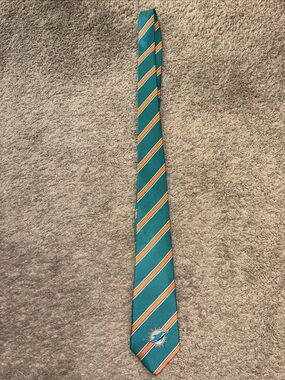 Teal & Orange Striped Miami Dolphins Tie